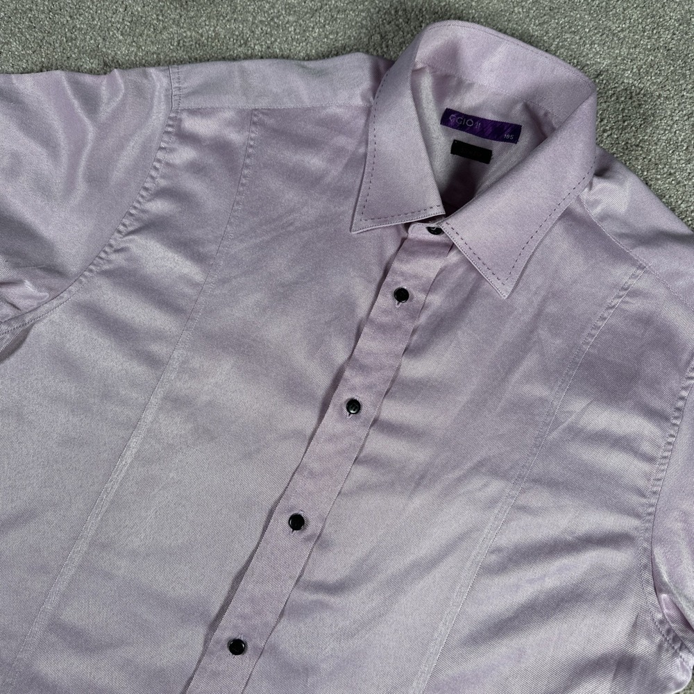 Men XL Short Sleeve Slim Fit GGIO II 105 Purple Button down Designer Kim Seon-mi
